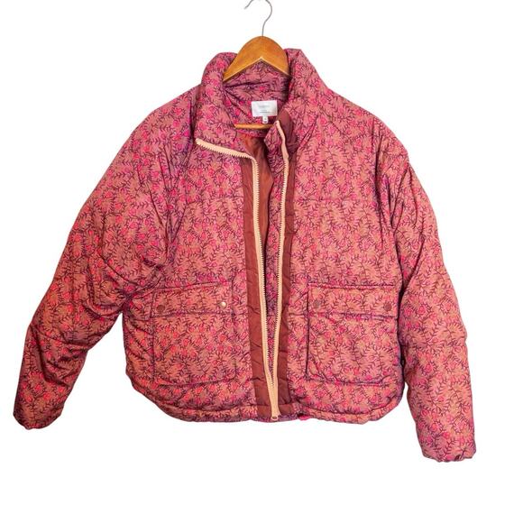 Anthropologie Numph Lillie Floral Full Zip Puffer Jacket Medium - Picture 6 of 12